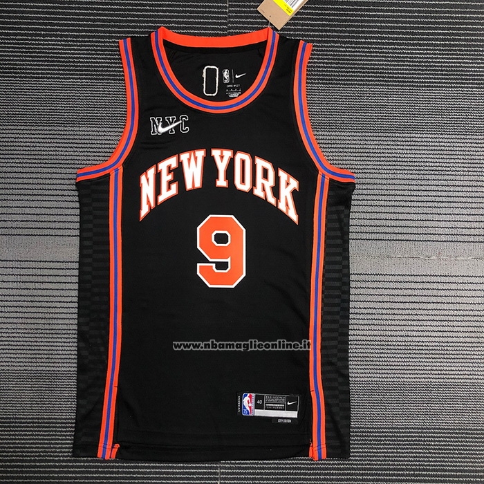 Maglia New York Knicks Rj Barrett #9 Citta 2021-22 Nero